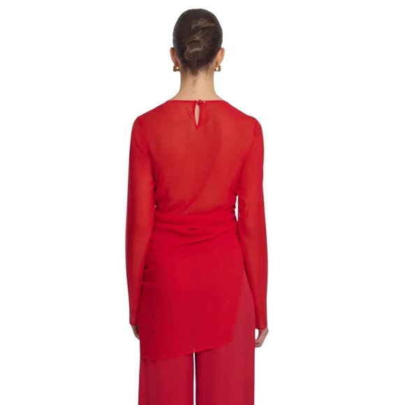 98. VIKTORIA & WOODS Stardust Red Sheer Silk Tunic Top $400 NWT Sz 1 US 4 - Picture 7 of 9